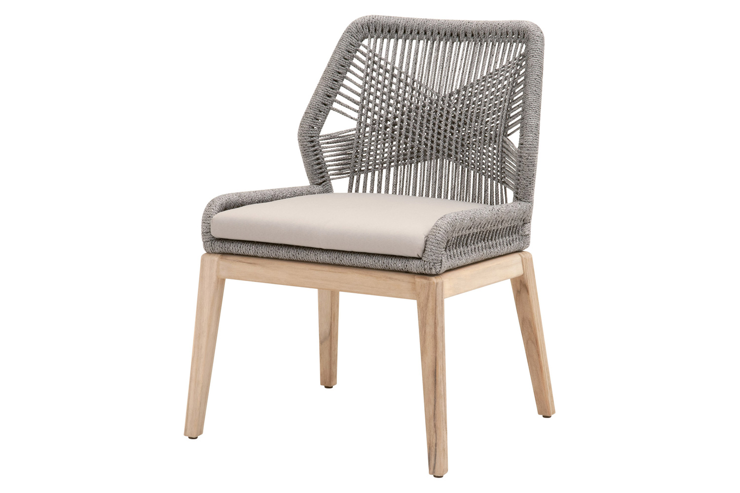 Essentials Woven Loom Outdoor Dining Chair, Set of 2 - Platinum Gray Teak