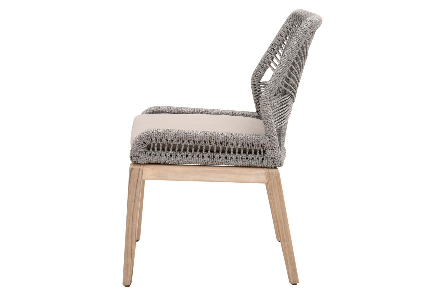 Essentials Woven Loom Outdoor Dining Chair, Set of 2 - Platinum Gray Teak