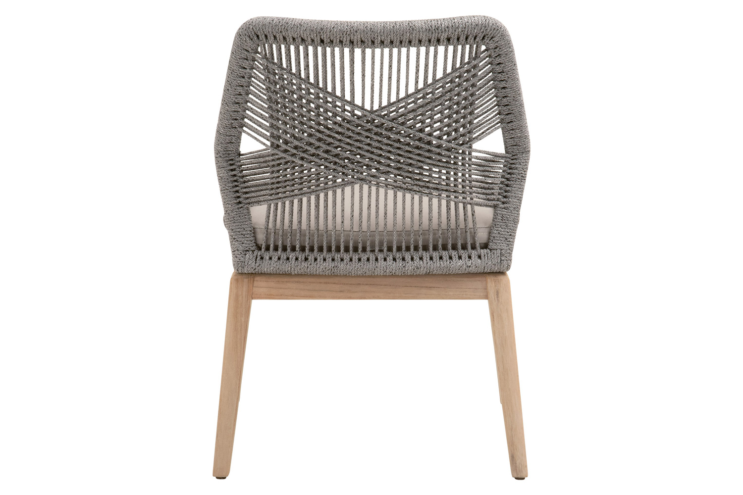 Essentials Woven Loom Outdoor Dining Chair, Set of 2 - Platinum Gray Teak