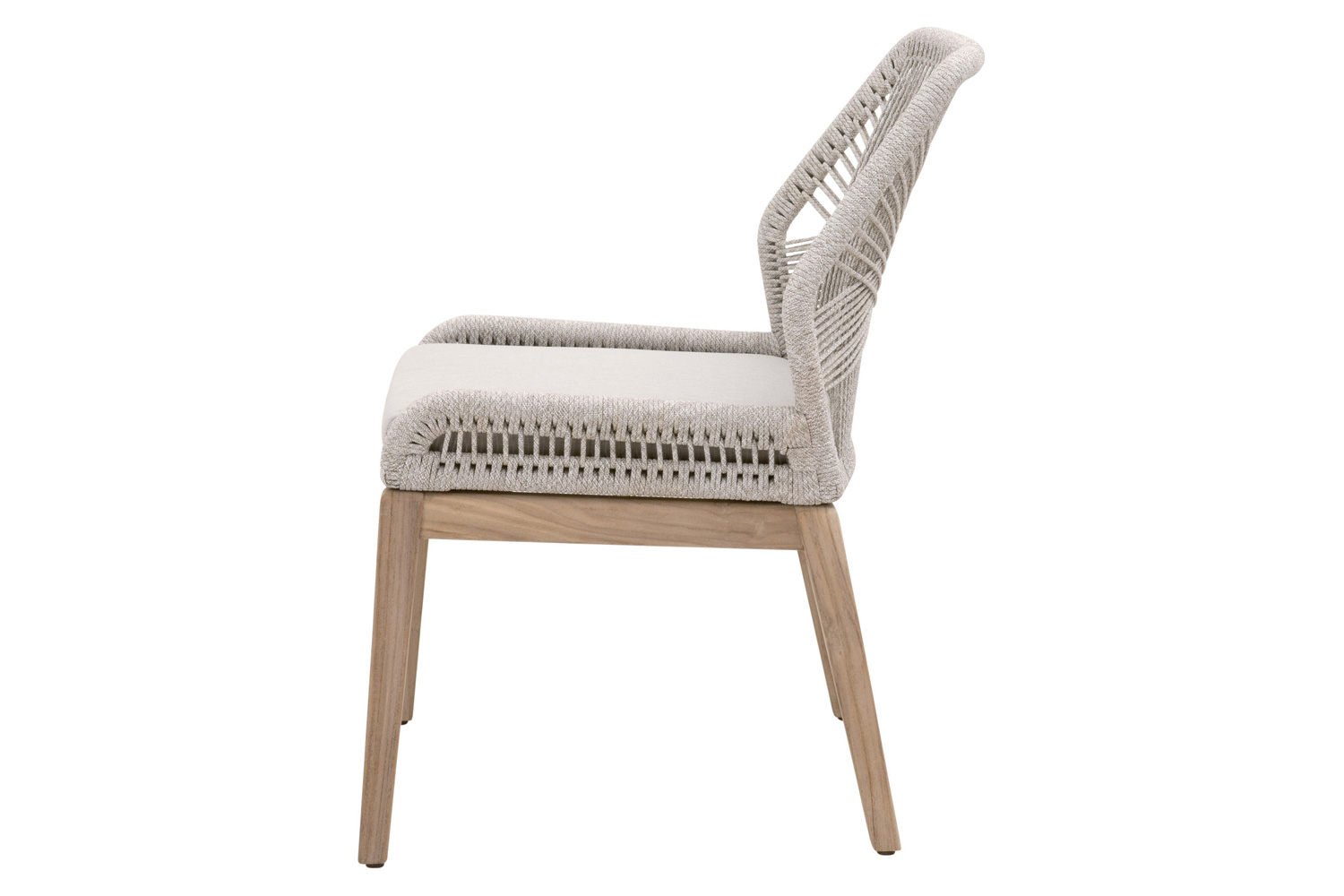 Essentials Woven Loom Outdoor Dining Chair, Set of 2 - Taupe White Gray Teak