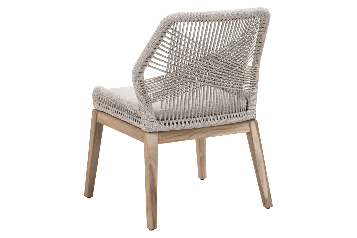 Essentials Woven Loom Outdoor Dining Chair, Set of 2 - Taupe White Gray Teak