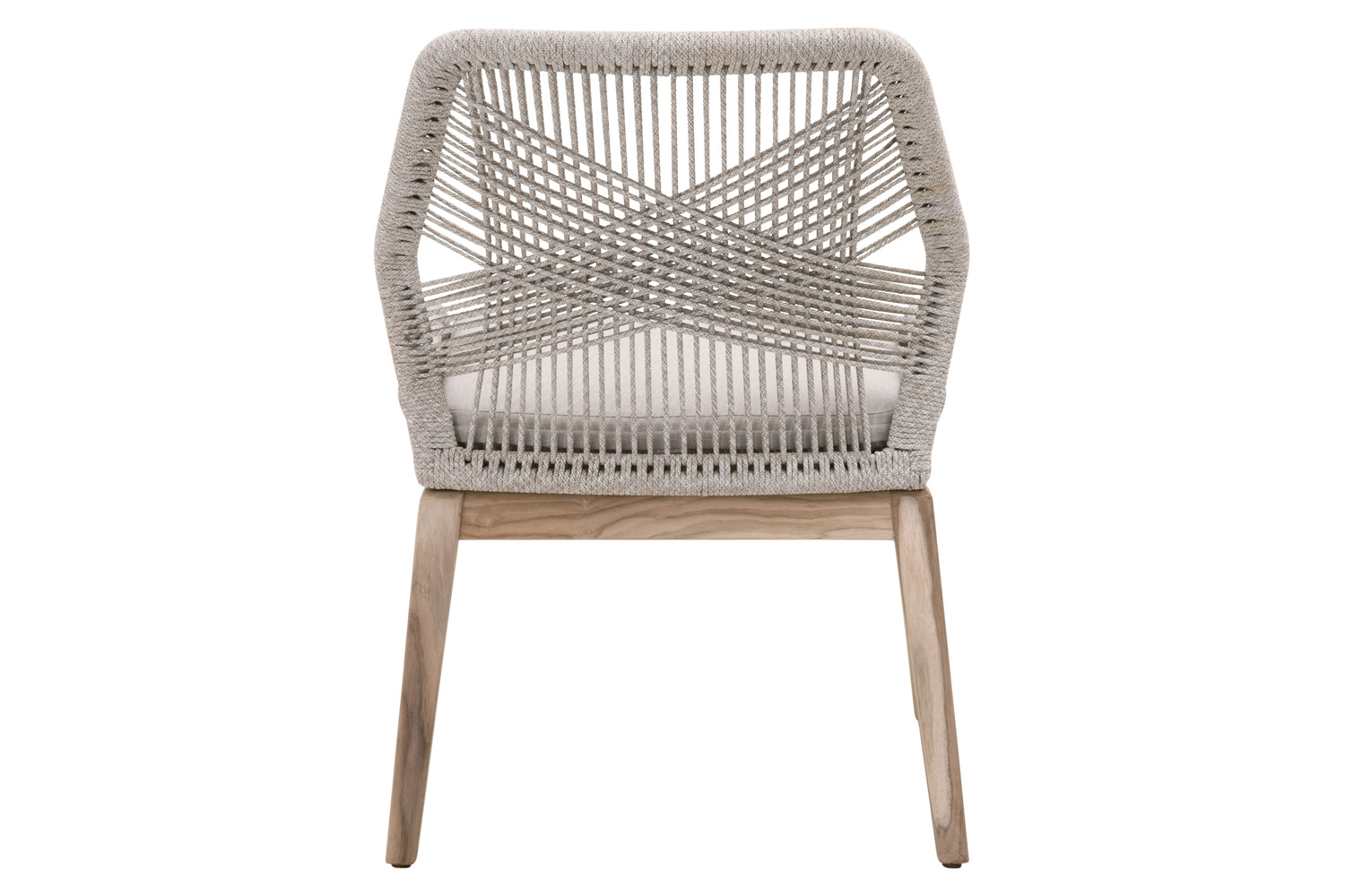 Essentials Woven Loom Outdoor Dining Chair, Set of 2 - Taupe White Gray Teak