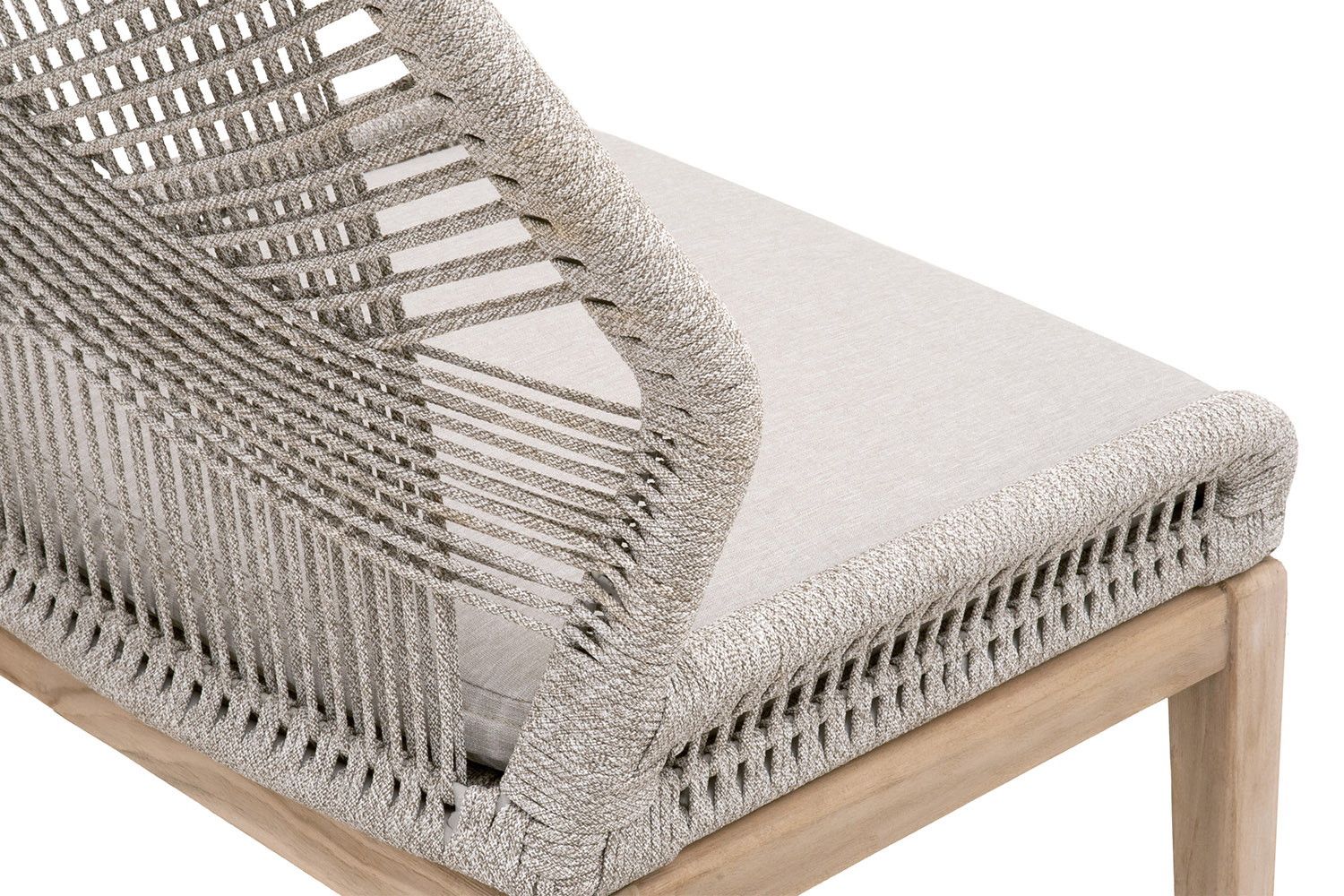 Essentials Woven Loom Outdoor Dining Chair, Set of 2 - Taupe White Gray Teak