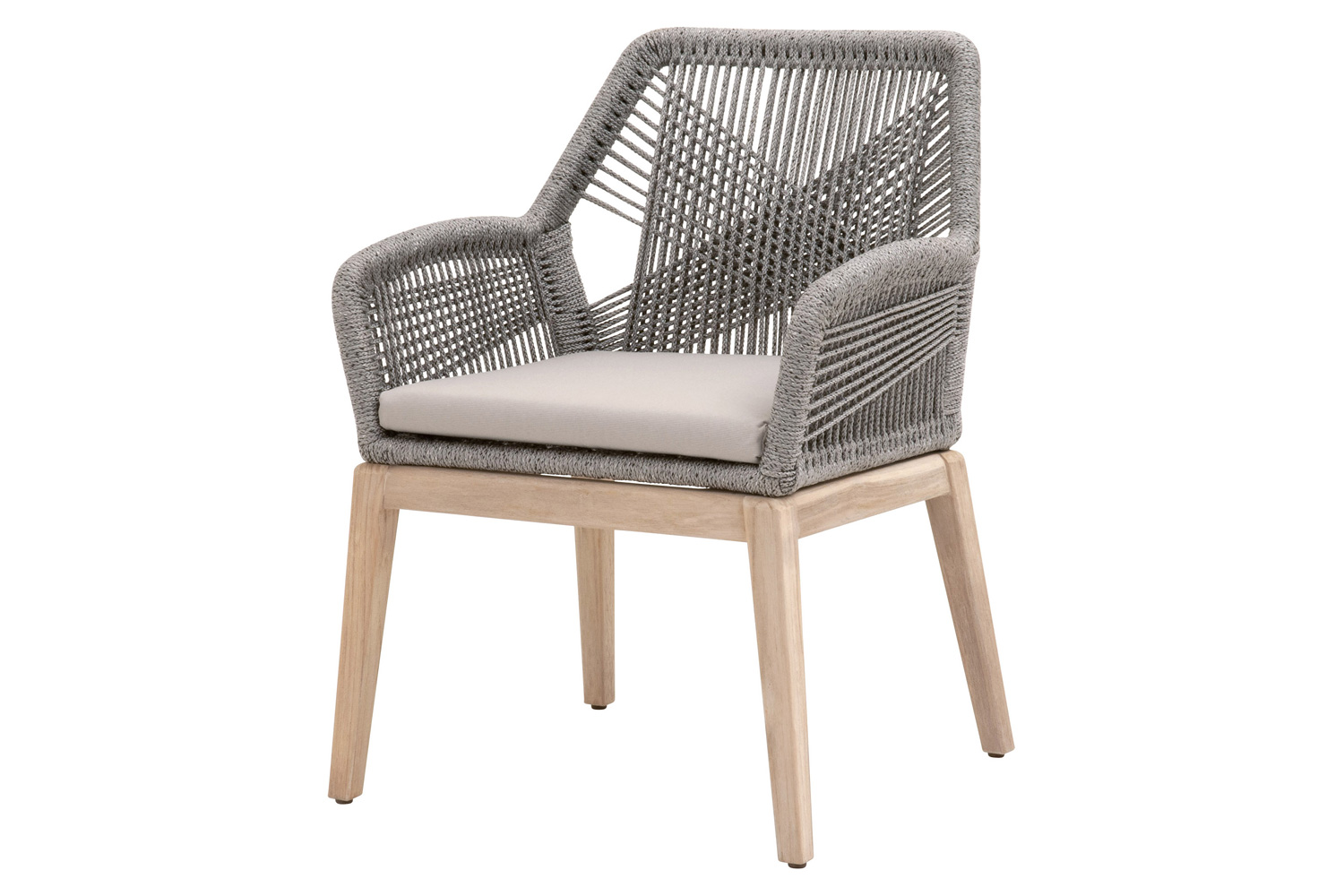 Essentials Woven Loom Outdoor Arm Chair, Set of 2 - Platinum Gray Teak