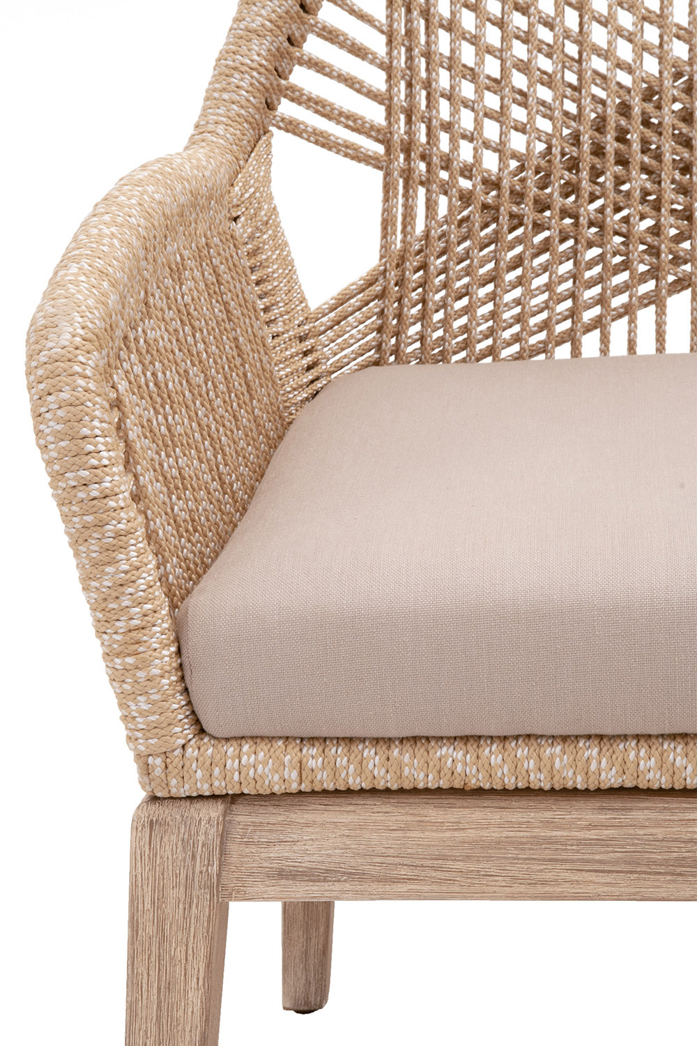 Essentials Woven Loom Arm Chair, Set of 2 - Sand Natural Gray Fixed Cushion