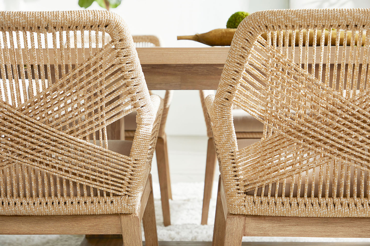 Essentials Woven Loom Arm Chair, Set of 2 - Sand Natural Gray Fixed Cushion