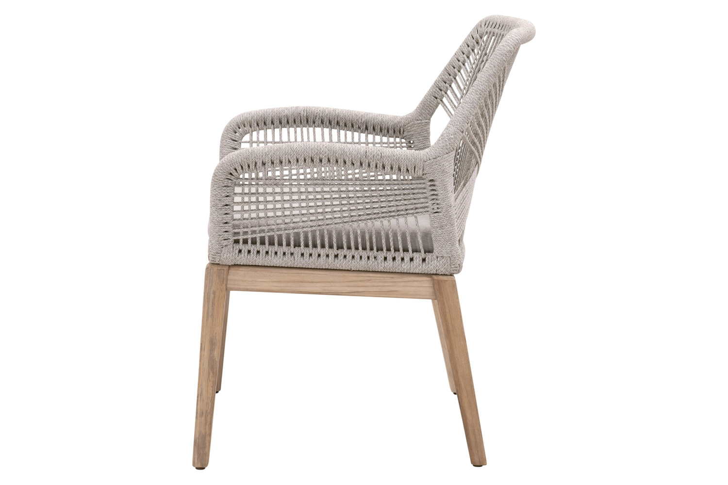 Essentials Woven Loom Outdoor Arm Chair, Set of 2 - Taupe White Gray Teak