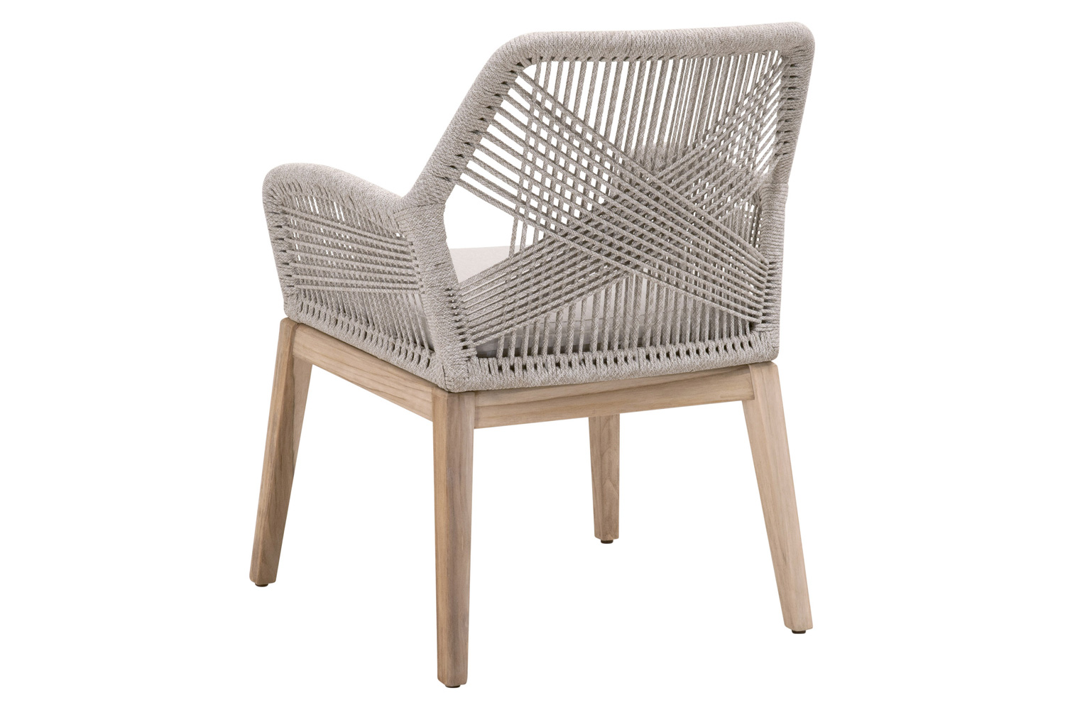 Essentials Woven Loom Outdoor Arm Chair, Set of 2 - Taupe White Gray Teak