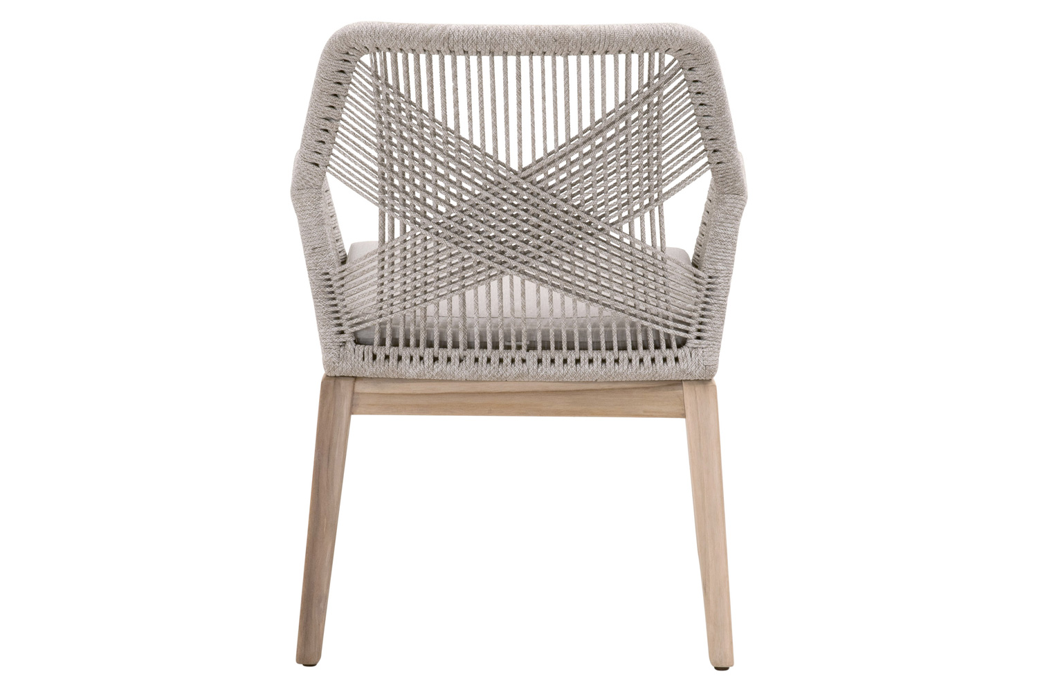 Essentials Woven Loom Outdoor Arm Chair, Set of 2 - Taupe White Gray Teak