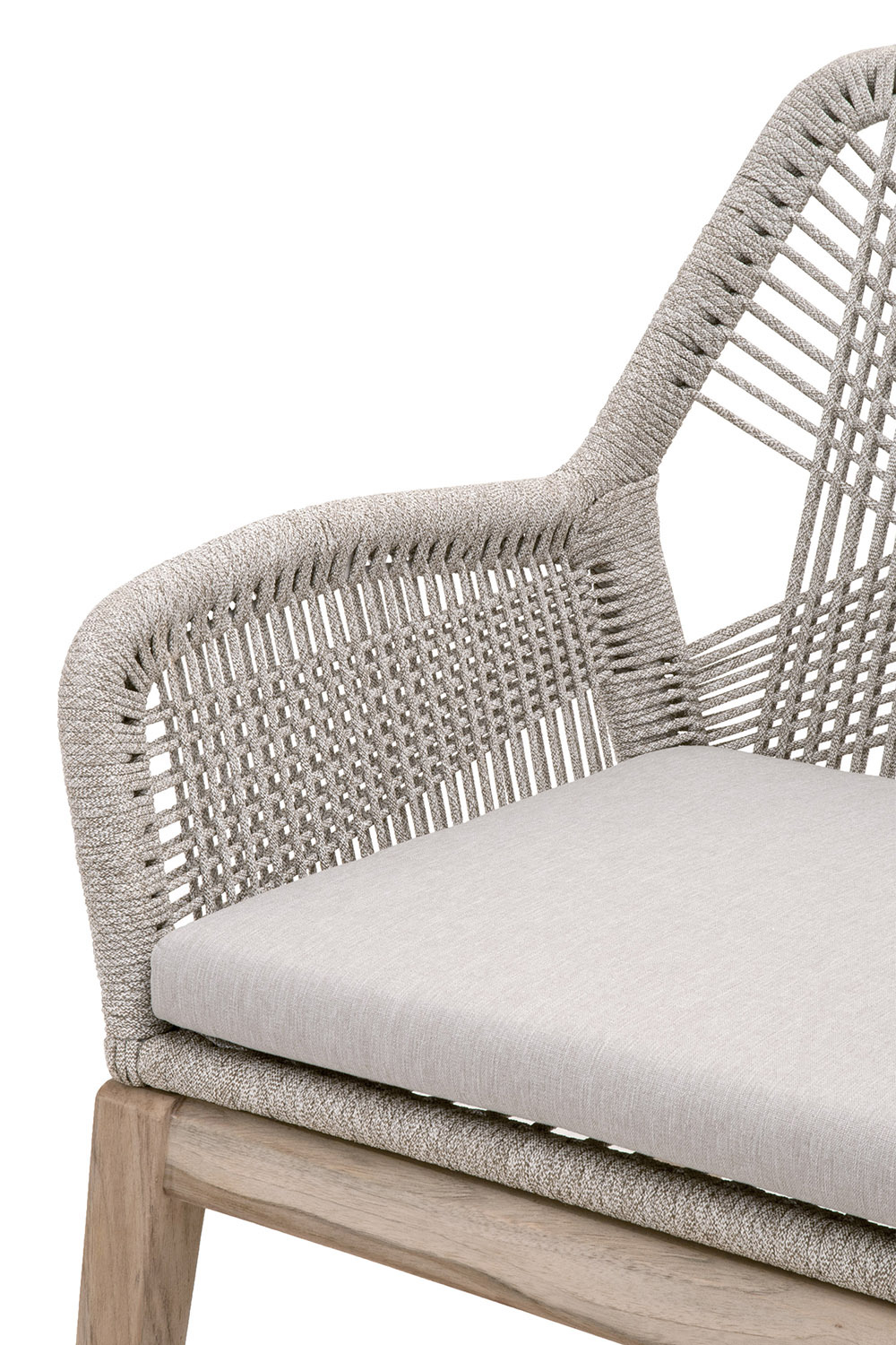 Essentials Woven Loom Outdoor Arm Chair, Set of 2 - Taupe White Gray Teak