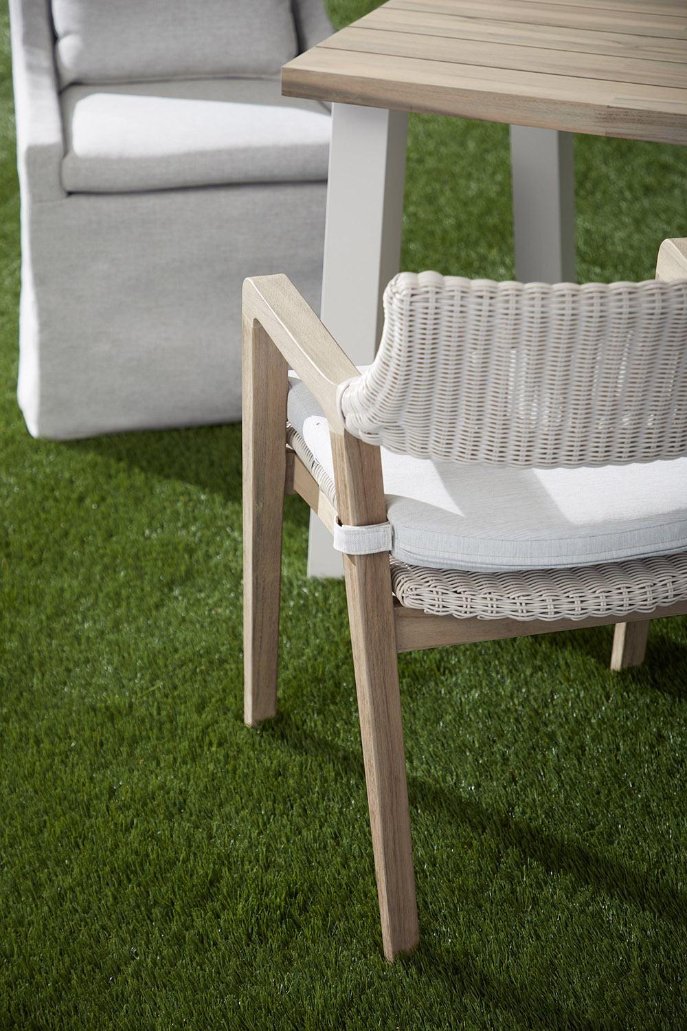 Essentials Woven Lucia Outdoor Arm Chair - Pure White Synthetic Loom