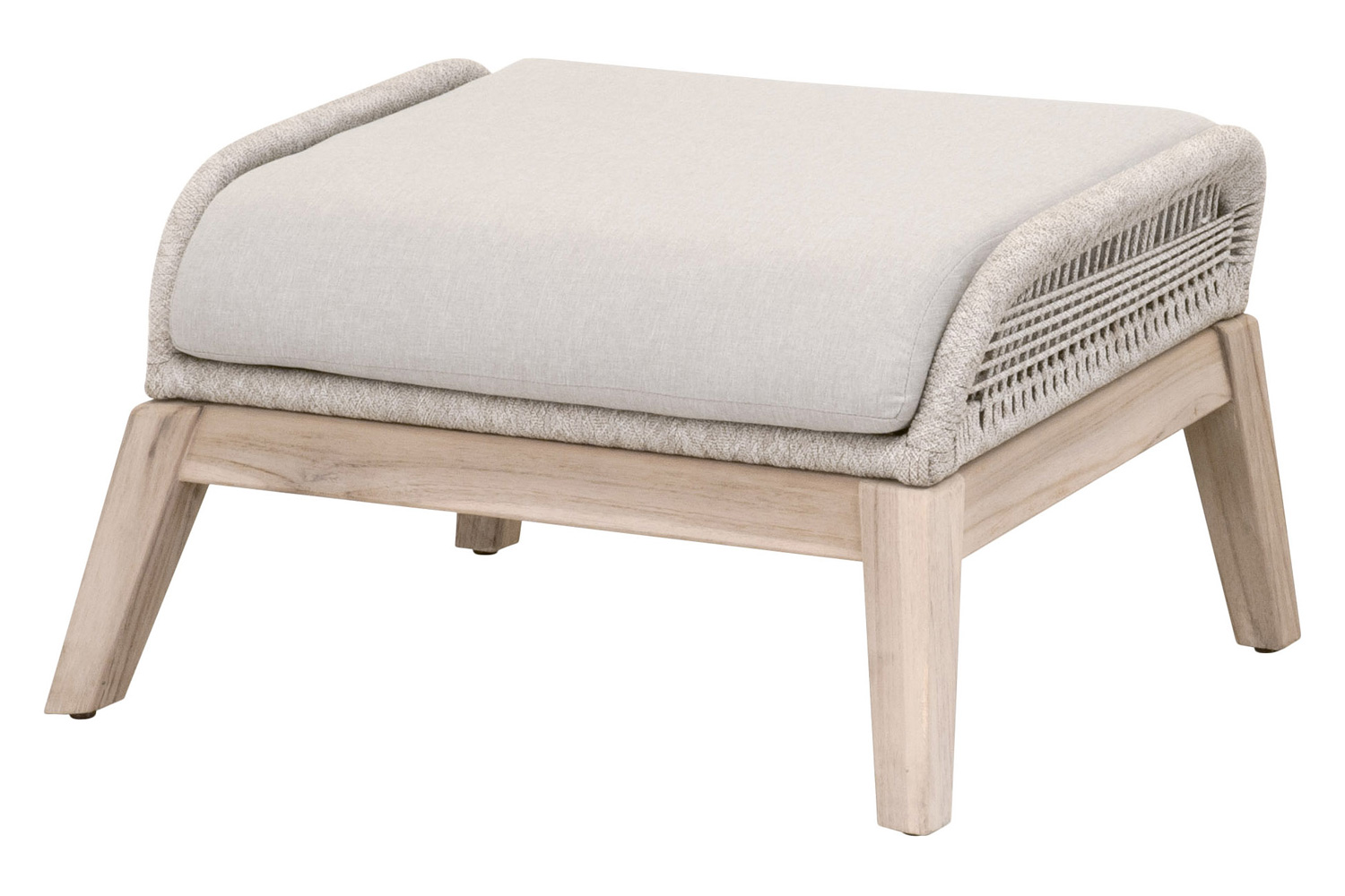 Essentials Woven Loom Outdoor Footstool - Taupe