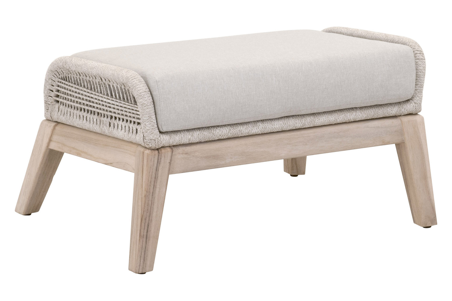 Essentials Woven Loom Outdoor Footstool - Taupe