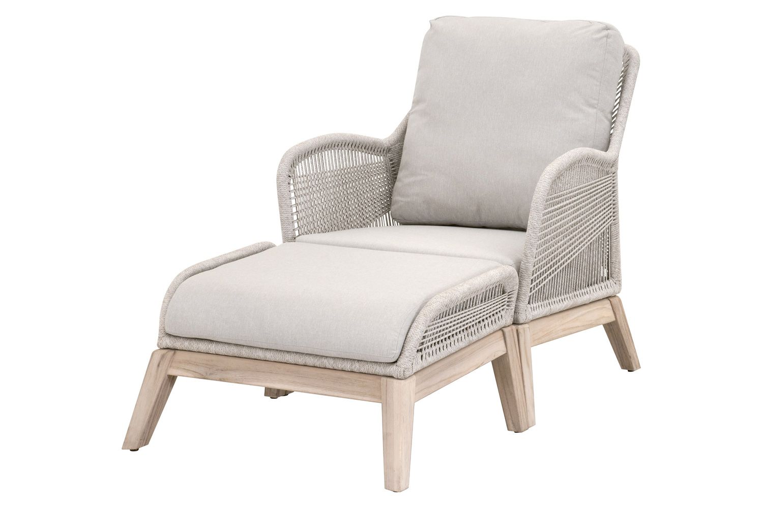 Essentials Woven Loom Outdoor Footstool - Taupe