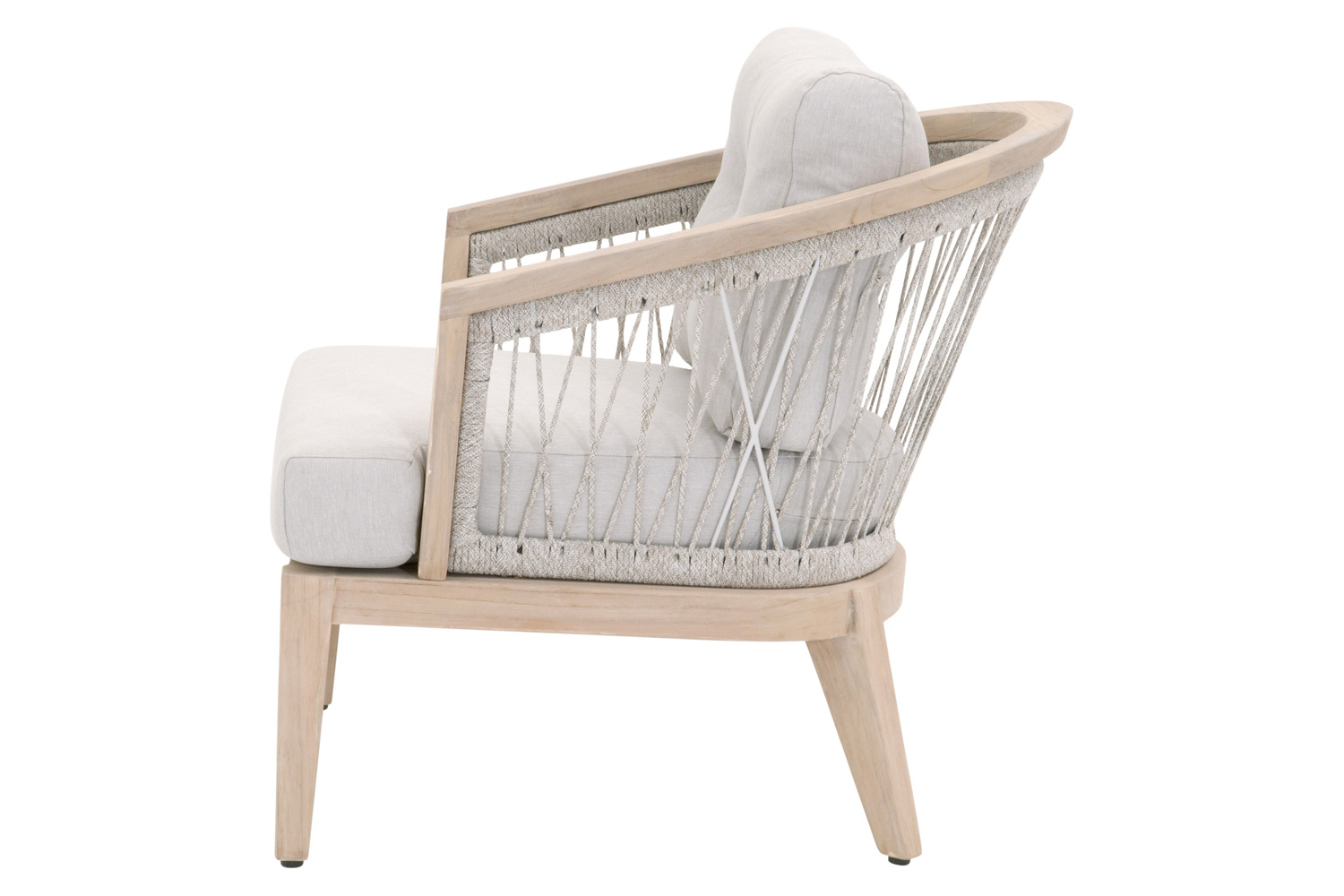 Essentials - Woven Web Outdoor Club Chair in Taupe White