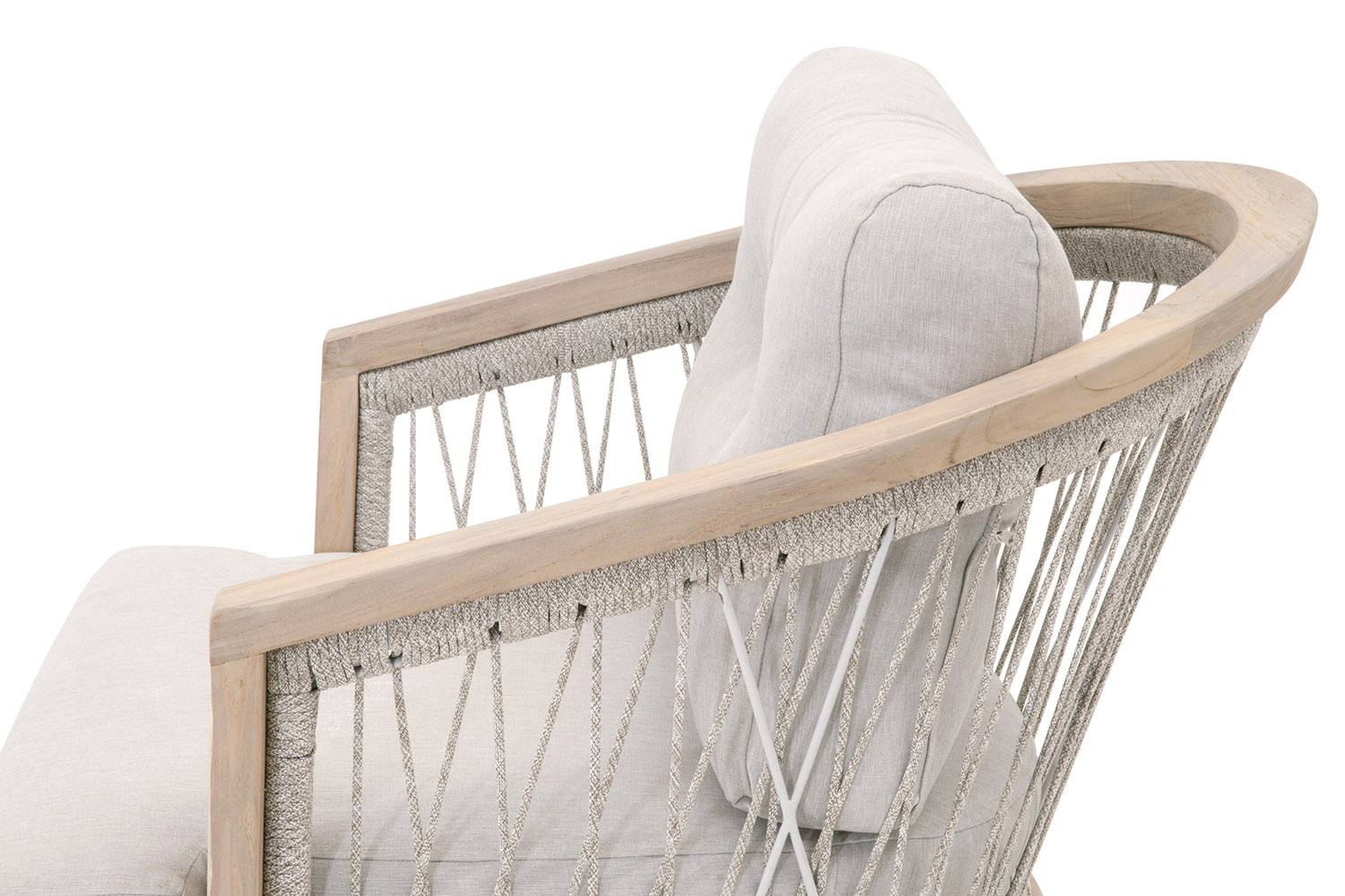 Essentials - Woven Web Outdoor Club Chair in Taupe White