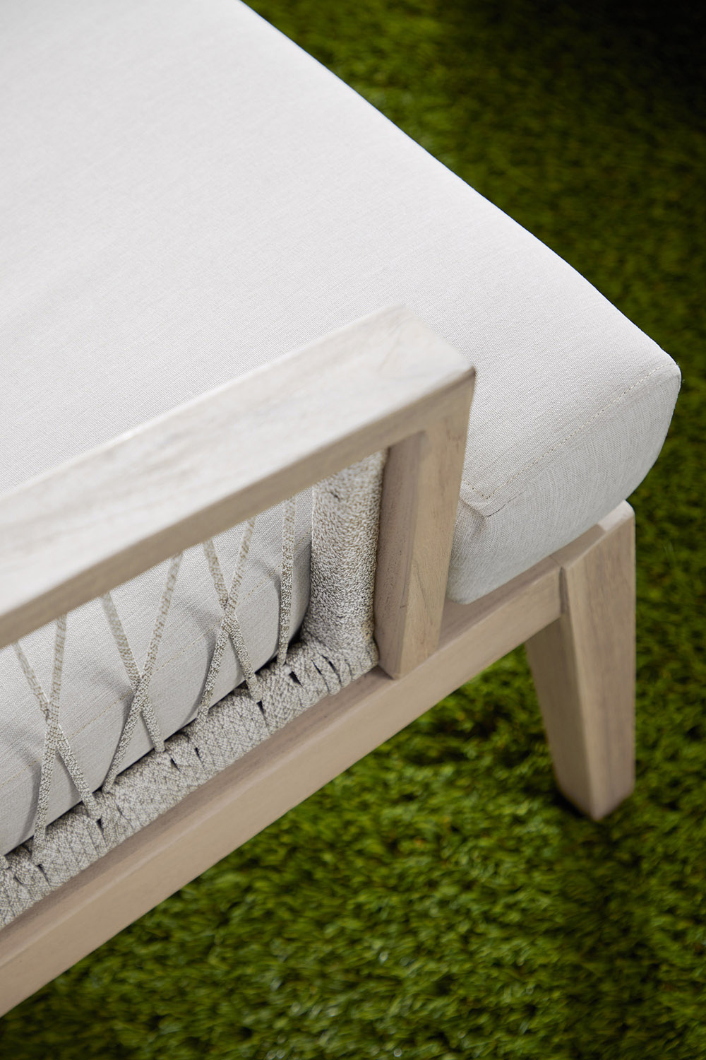 Essentials - Woven Web Outdoor Club Chair in Taupe White