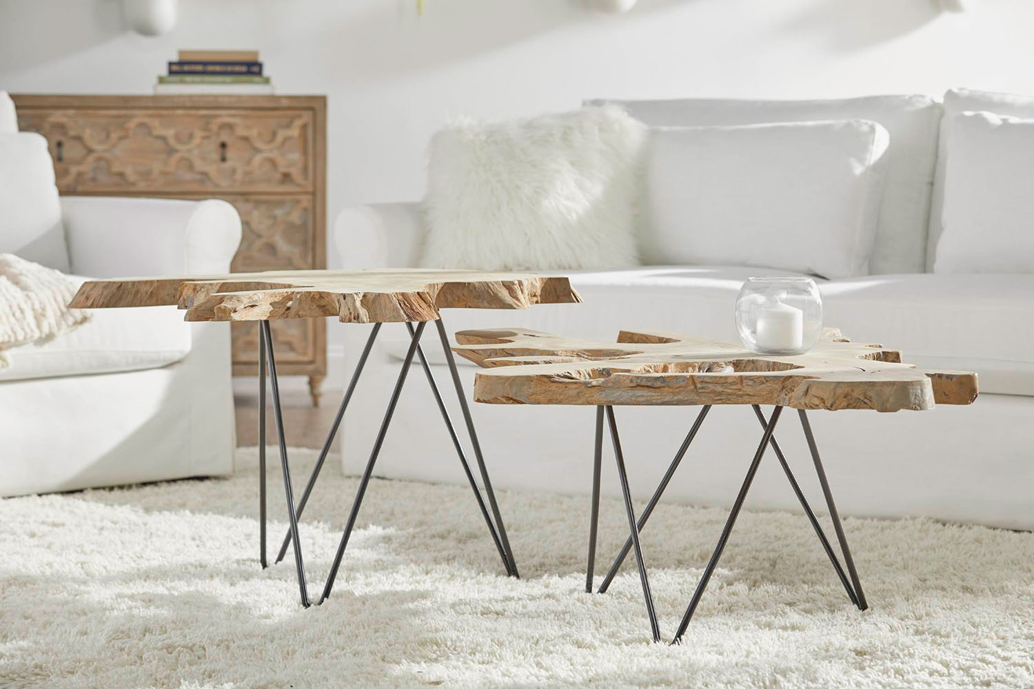 Essentials - Woven Drift Nesting Coffee Table in Gray Teak