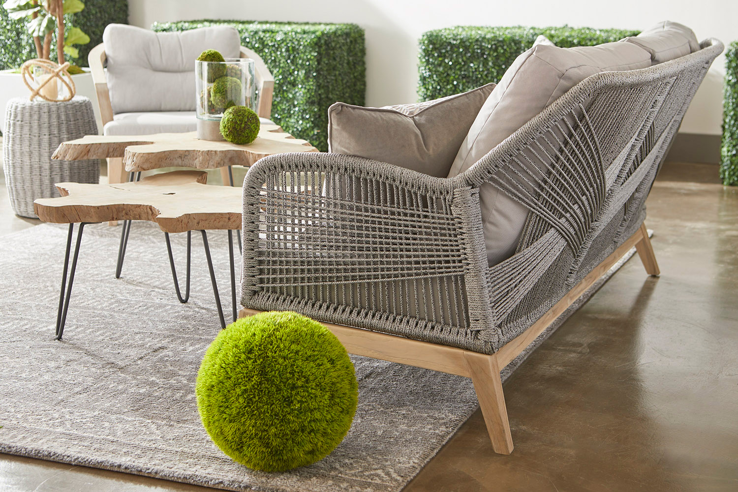 Essentials - Woven Drift Nesting Coffee Table in Gray Teak