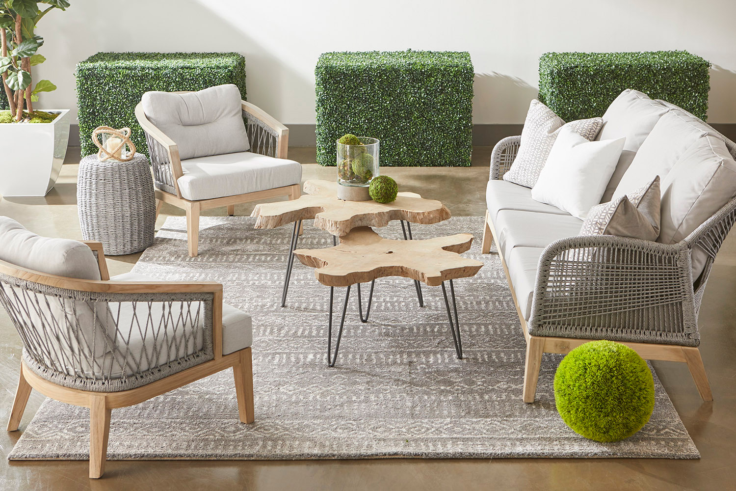 Essentials - Woven Drift Nesting Coffee Table in Gray Teak