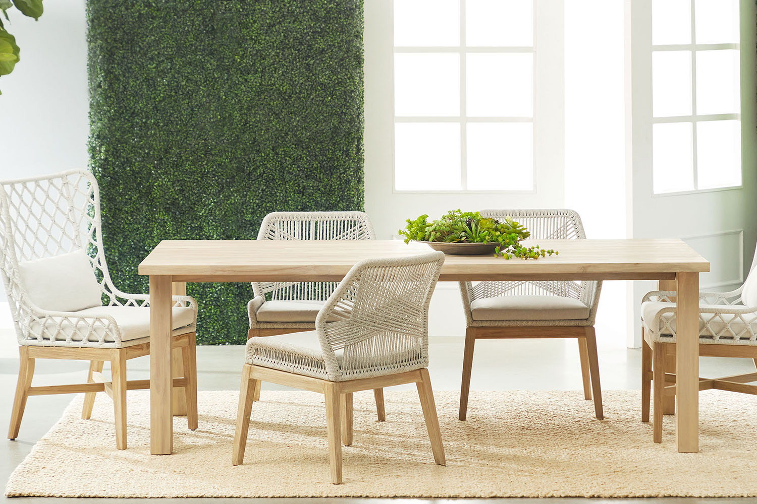 Essentials - Woven Diego Outdoor Dining Table Base in Gray Teak