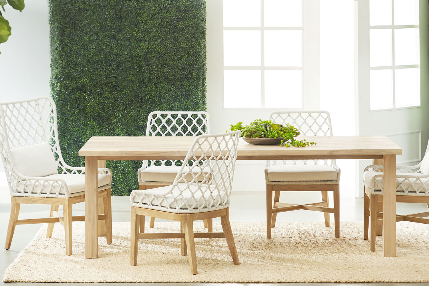 Essentials - Woven Diego Outdoor Dining Table Base in Gray Teak