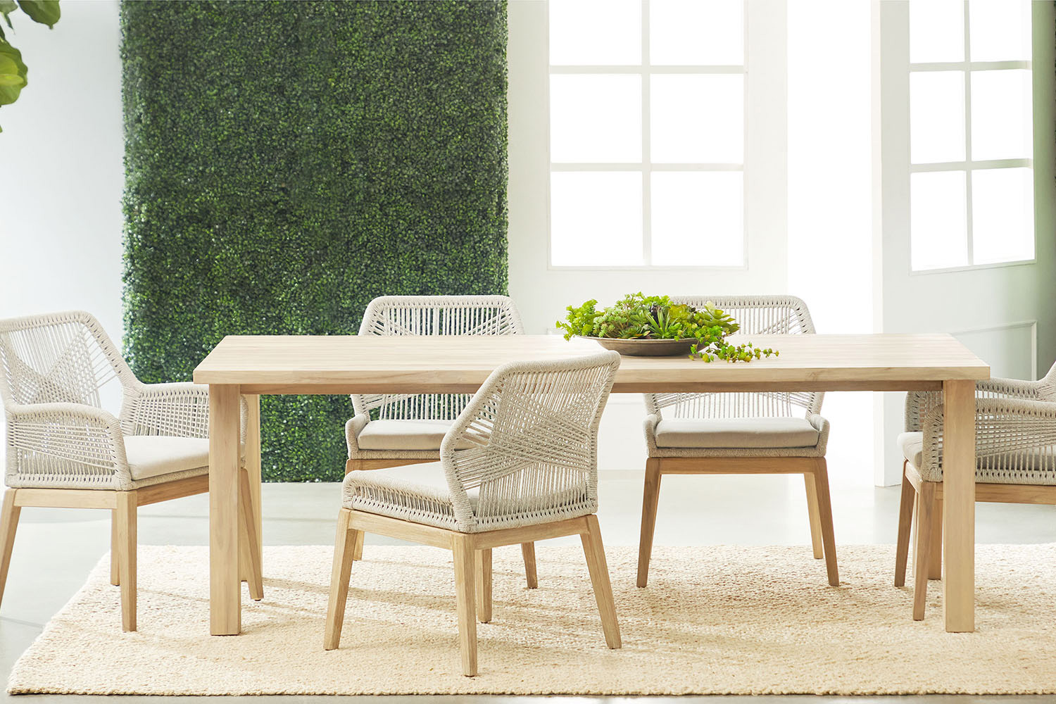 Essentials - Woven Diego Outdoor Dining Table Base in Gray Teak