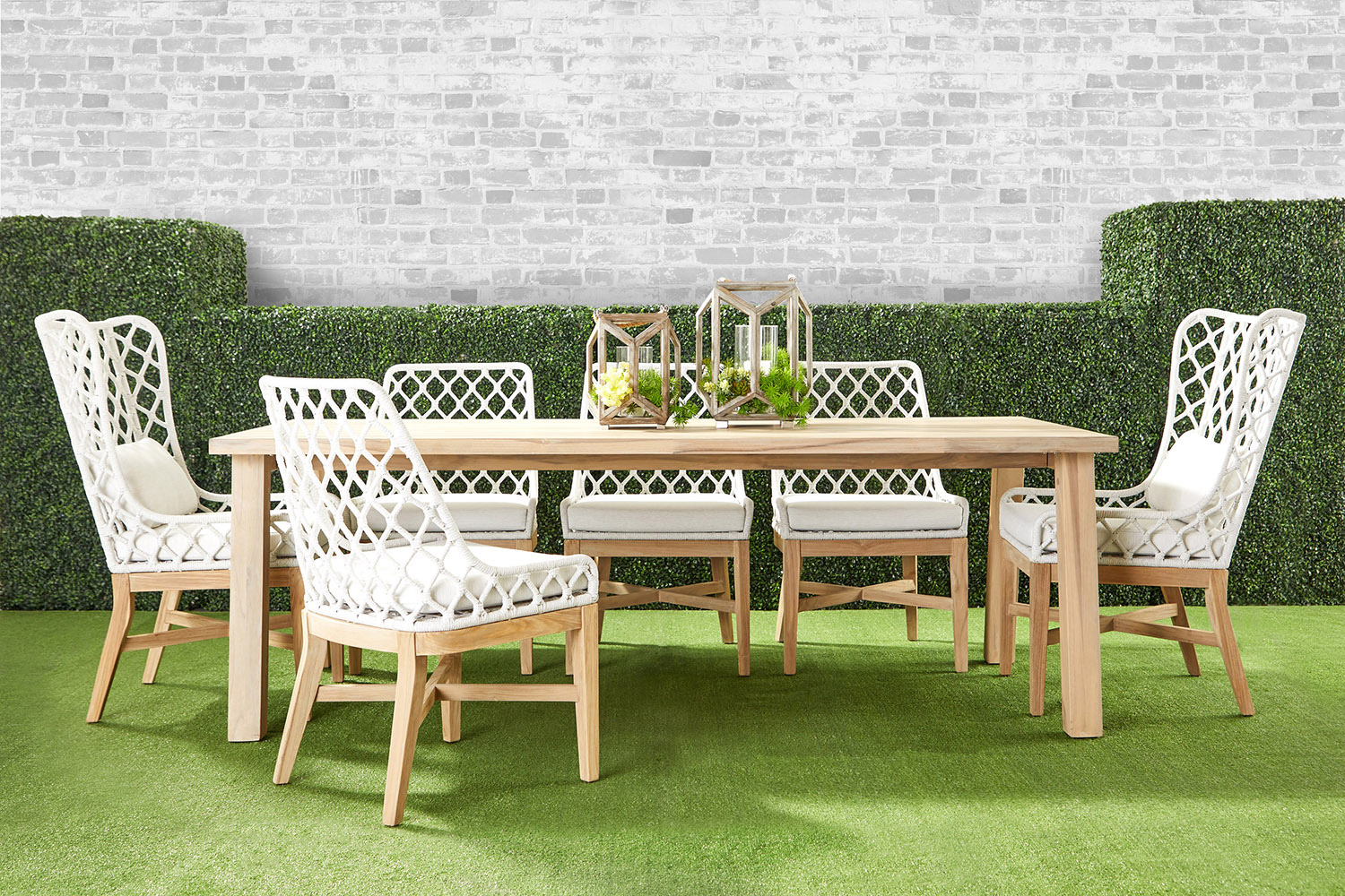 Essentials - Woven Diego Outdoor Dining Table Base in Gray Teak