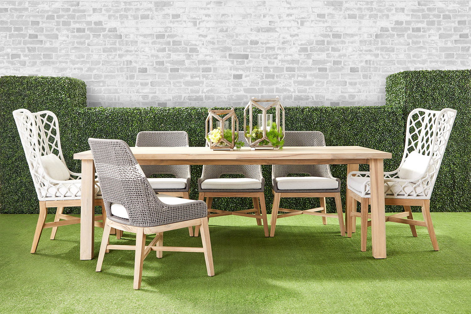 Essentials - Woven Diego Outdoor Dining Table Base in Gray Teak