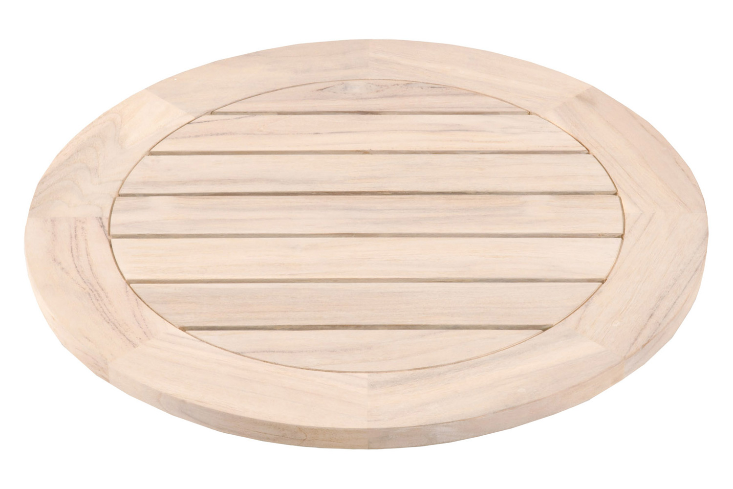 Essentials - Woven Boca Outdoor Lazy Susan in Gray Teak