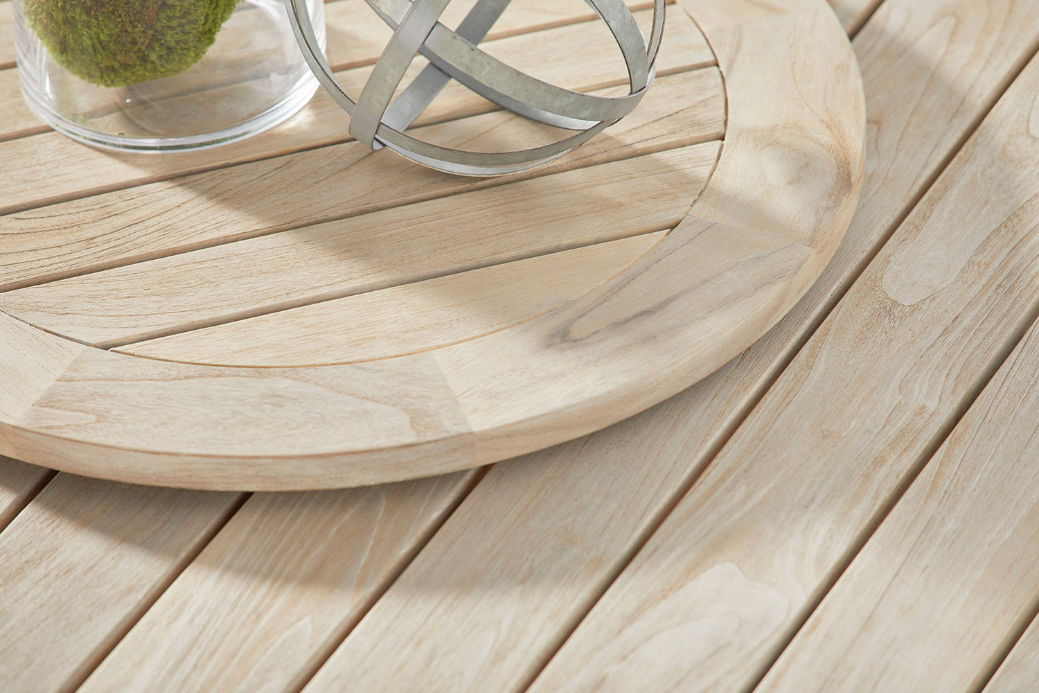 Essentials - Woven Boca Outdoor Lazy Susan in Gray Teak