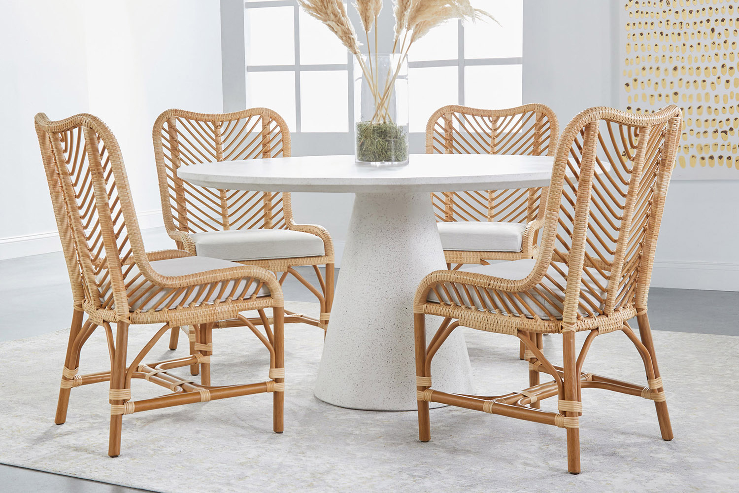 Essentials Woven Laguna Dining Chair, Set of 2 - Natural Sanded Peel White Speckle