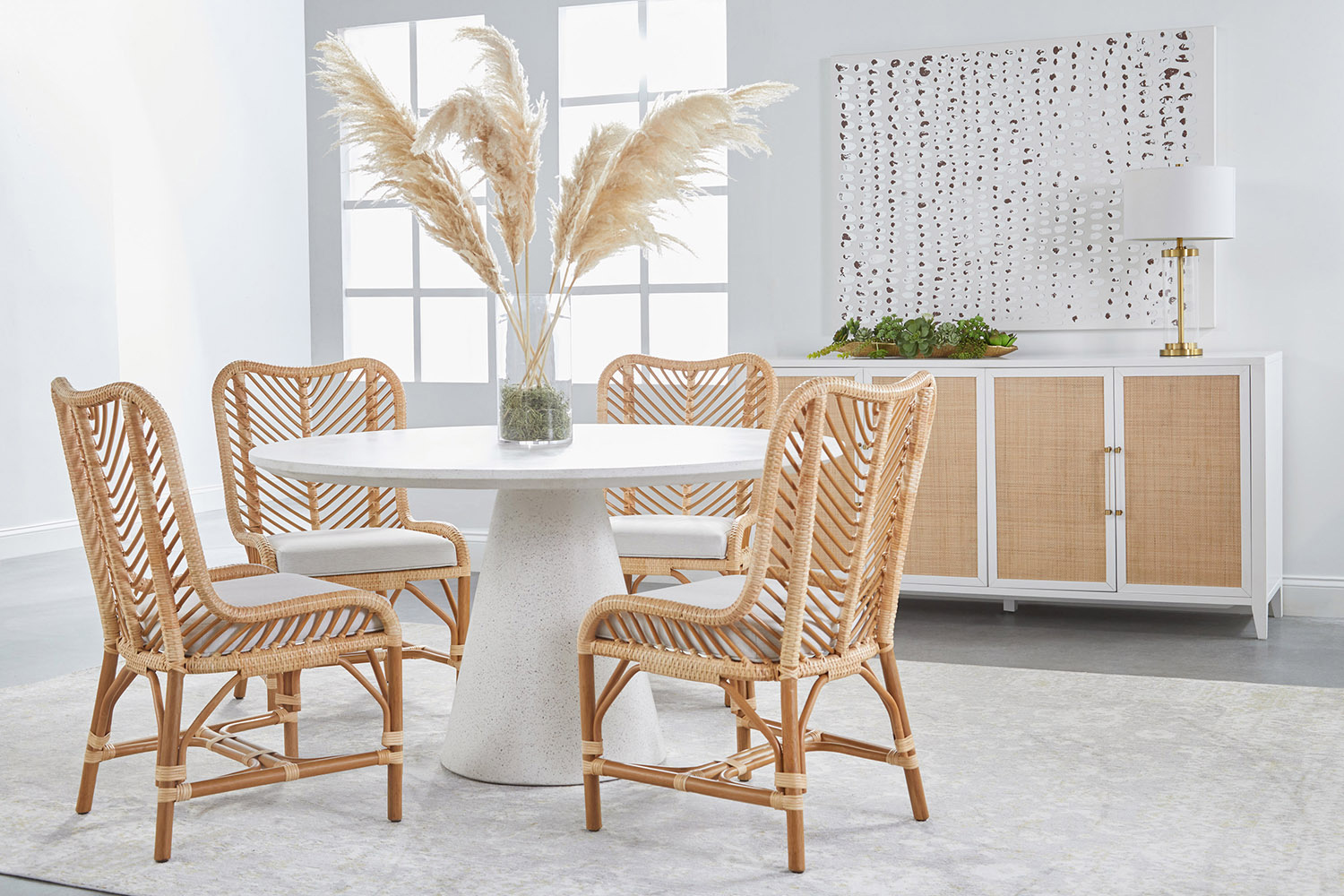 Essentials Woven Laguna Dining Chair, Set of 2 - Natural Sanded Peel White Speckle