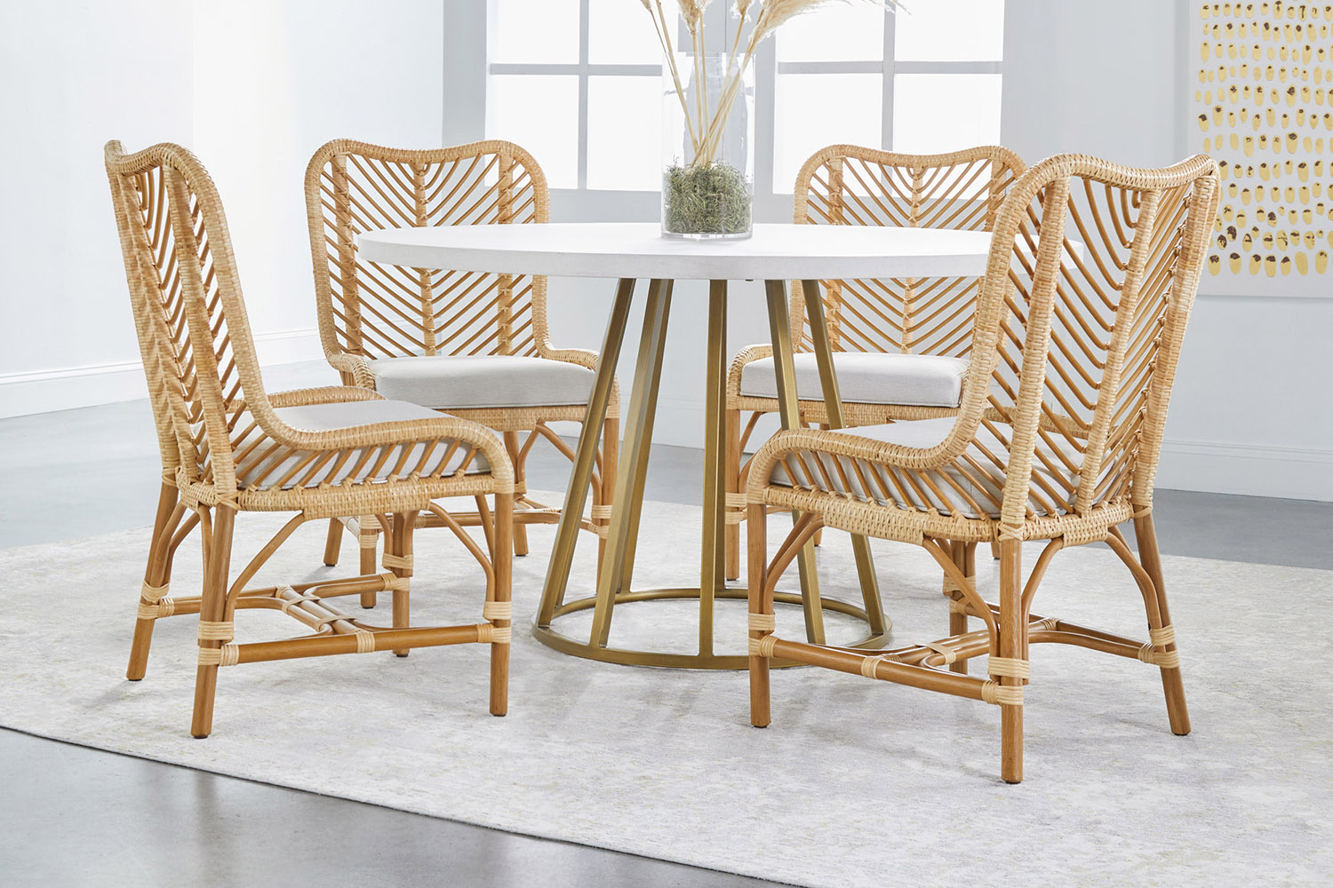 Essentials Woven Laguna Dining Chair, Set of 2 - Natural Sanded Peel White Speckle