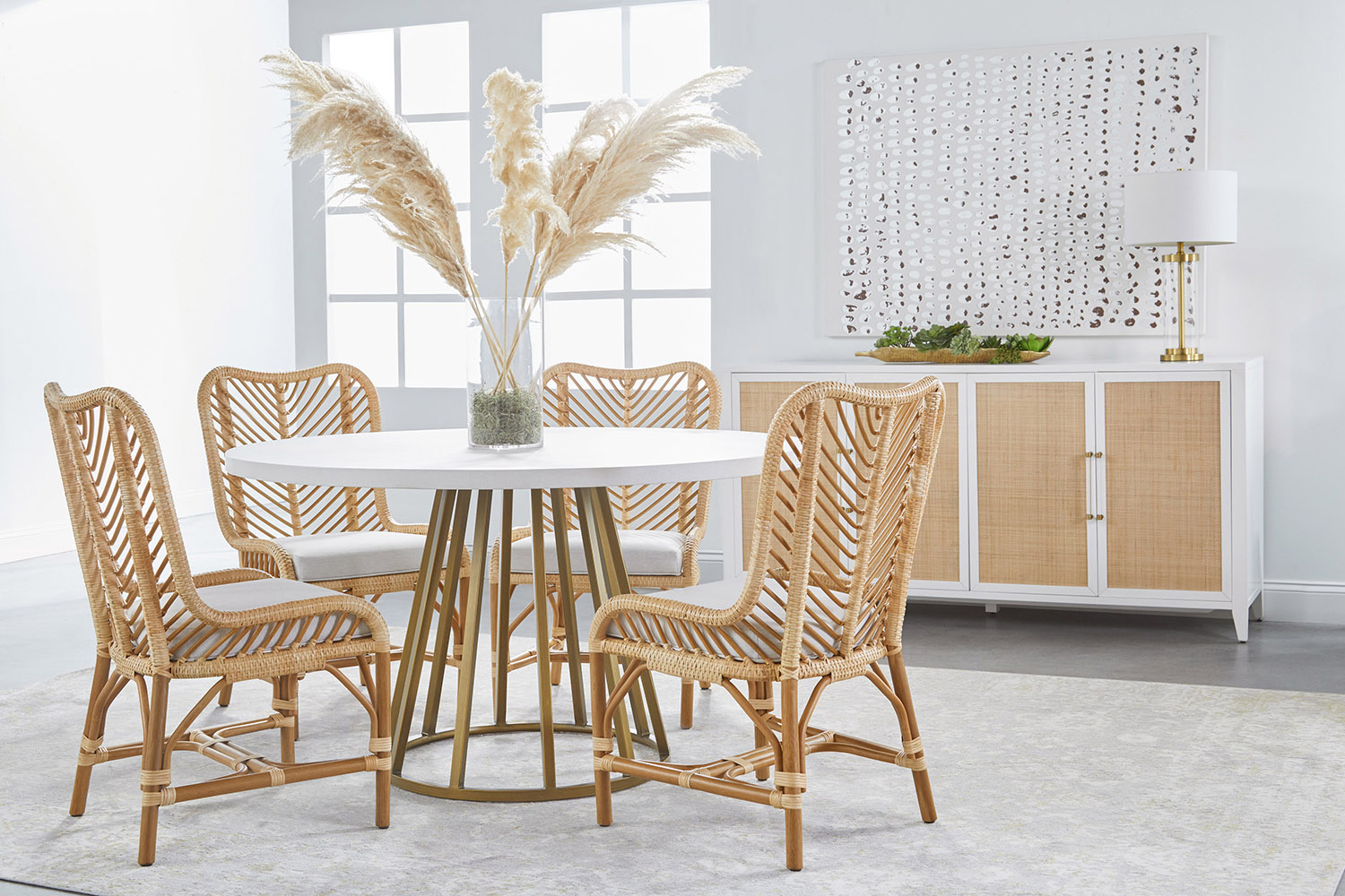 Essentials Woven Laguna Dining Chair, Set of 2 - Natural Sanded Peel White Speckle