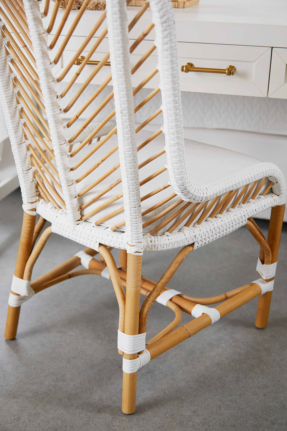 Essentials Woven Laguna Dining Chair, Set of 2 - White Synthetic Peel White Speckle