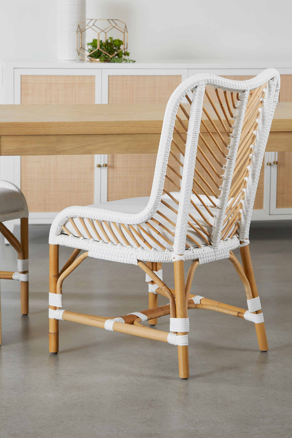 Essentials Woven Laguna Dining Chair, Set of 2 - White Synthetic Peel White Speckle