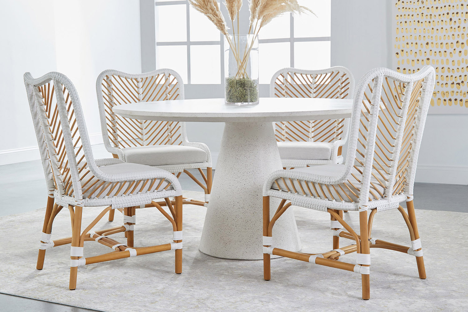 Essentials Woven Laguna Dining Chair, Set of 2 - White Synthetic Peel White Speckle