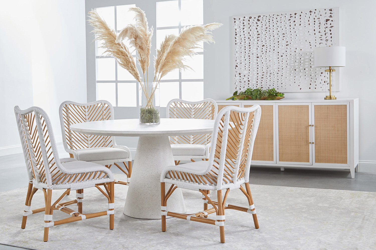 Essentials Woven Laguna Dining Chair, Set of 2 - White Synthetic Peel White Speckle