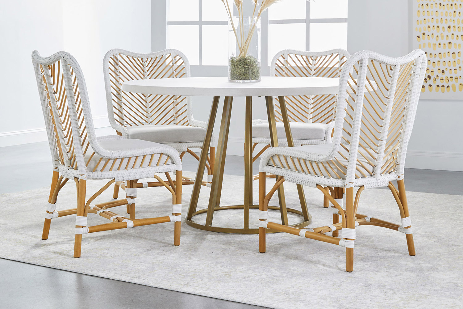 Essentials Woven Laguna Dining Chair, Set of 2 - White Synthetic Peel White Speckle