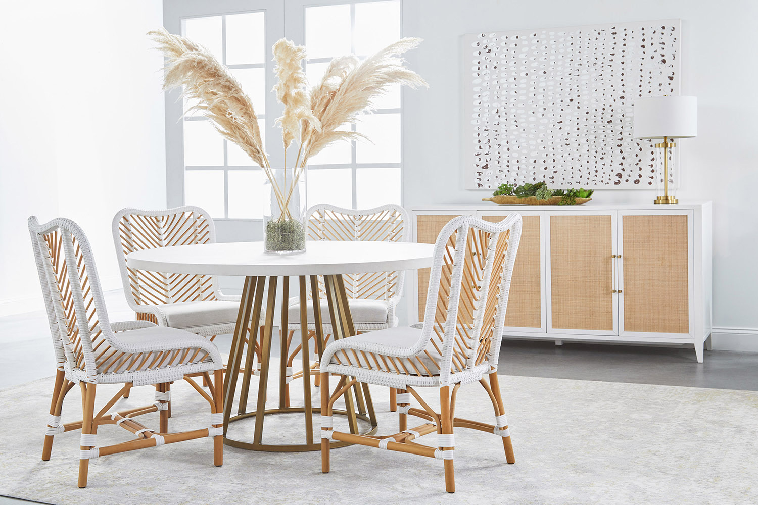 Essentials Woven Laguna Dining Chair, Set of 2 - White Synthetic Peel White Speckle