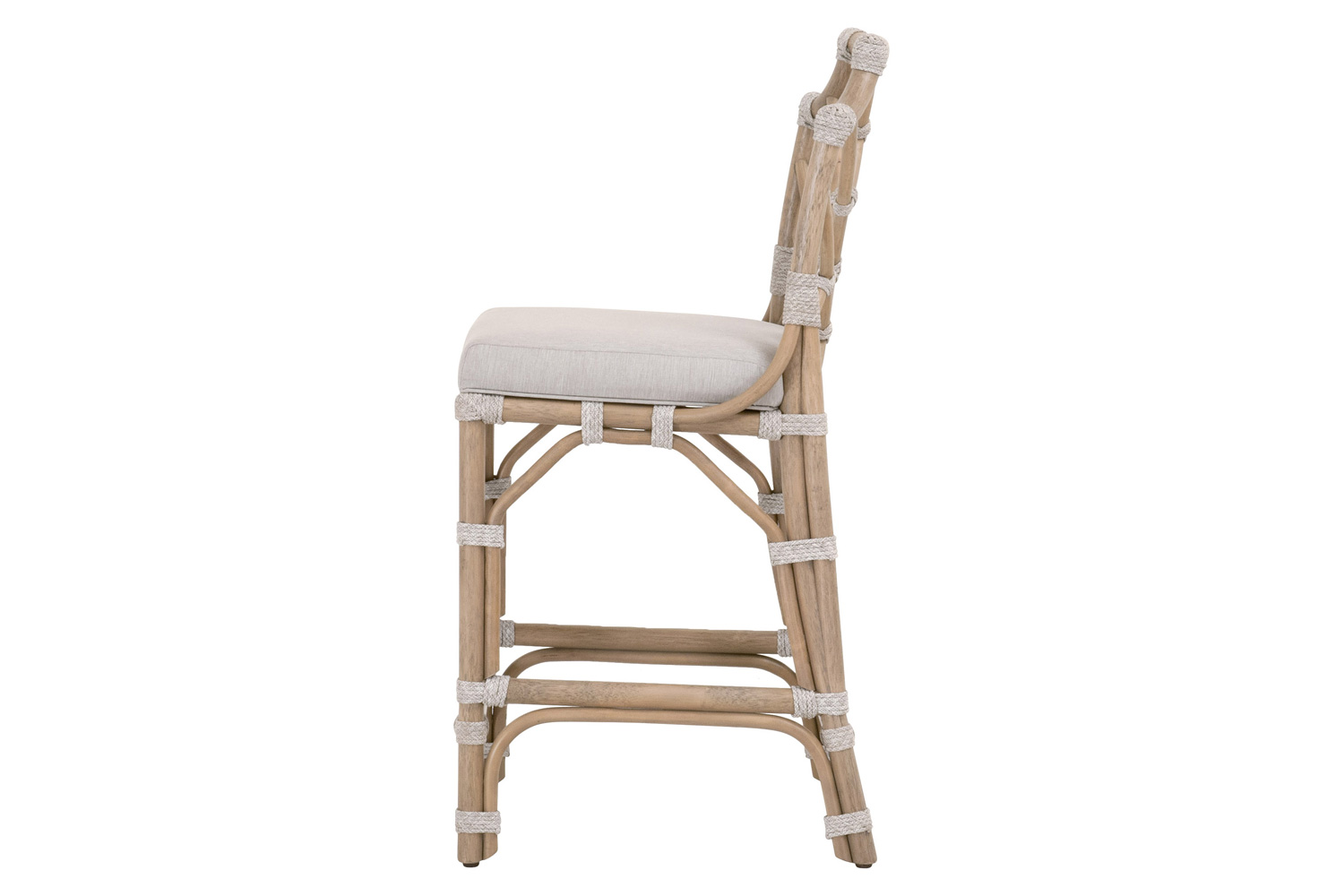 Essentials - Woven Bayview Counter Stool in Old Gray Rattan Pumice White Taupe