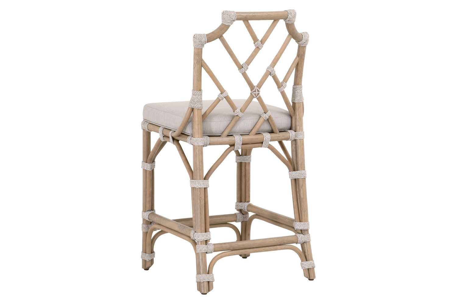 Essentials - Woven Bayview Counter Stool in Old Gray Rattan Pumice White Taupe