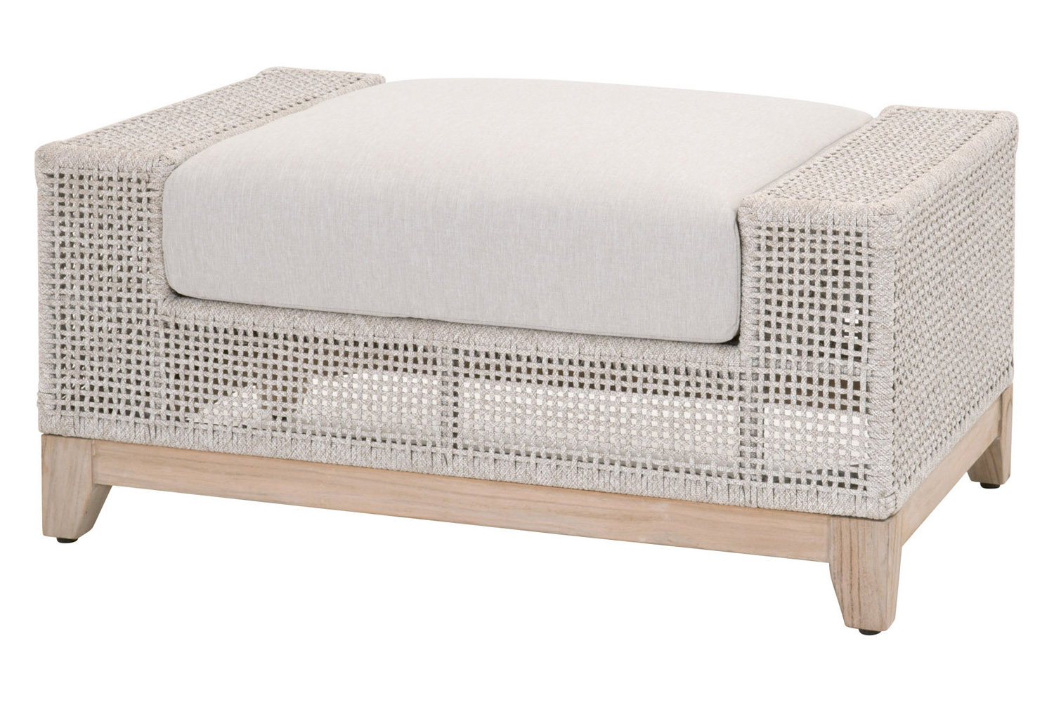 Essentials - Woven Tropez Outdoor Ottoman in Natural Gray