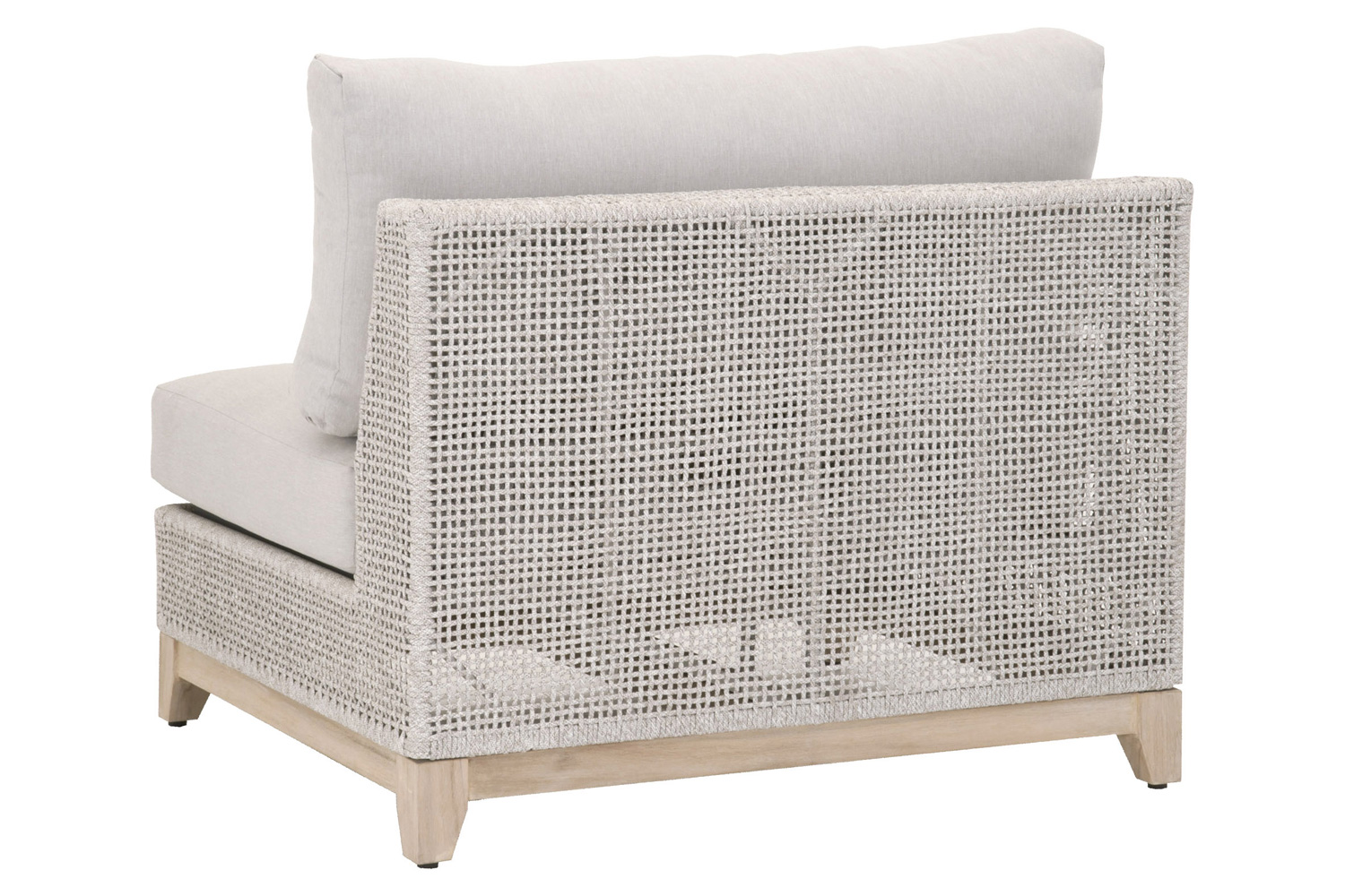 Essentials - Woven Tropez Outdoor Modular Armless Sofa Chair in Gray Teak/Taupe & White Flat, Performance Pumice