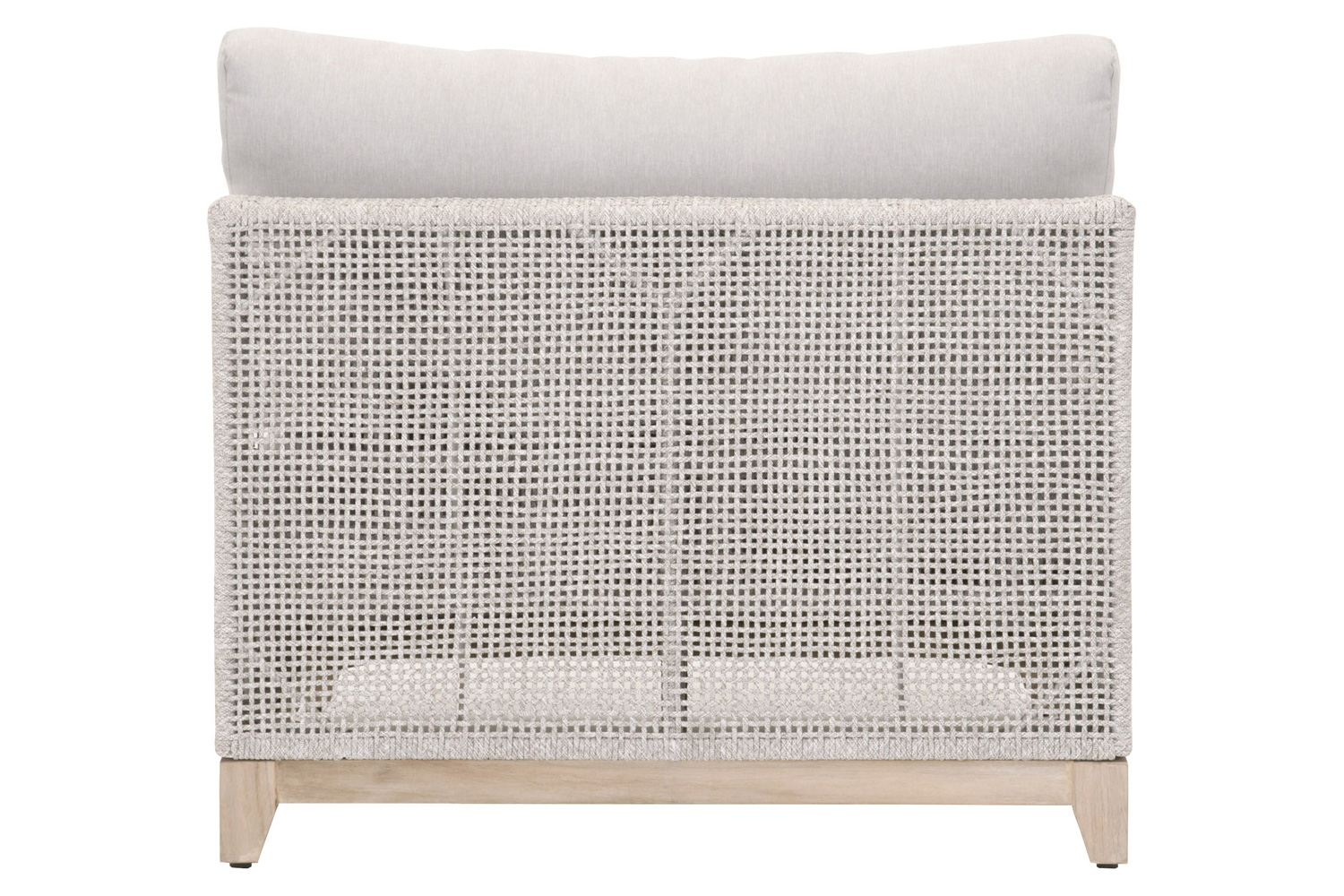 Essentials - Woven Tropez Outdoor Modular Armless Sofa Chair in Gray Teak/Taupe & White Flat, Performance Pumice