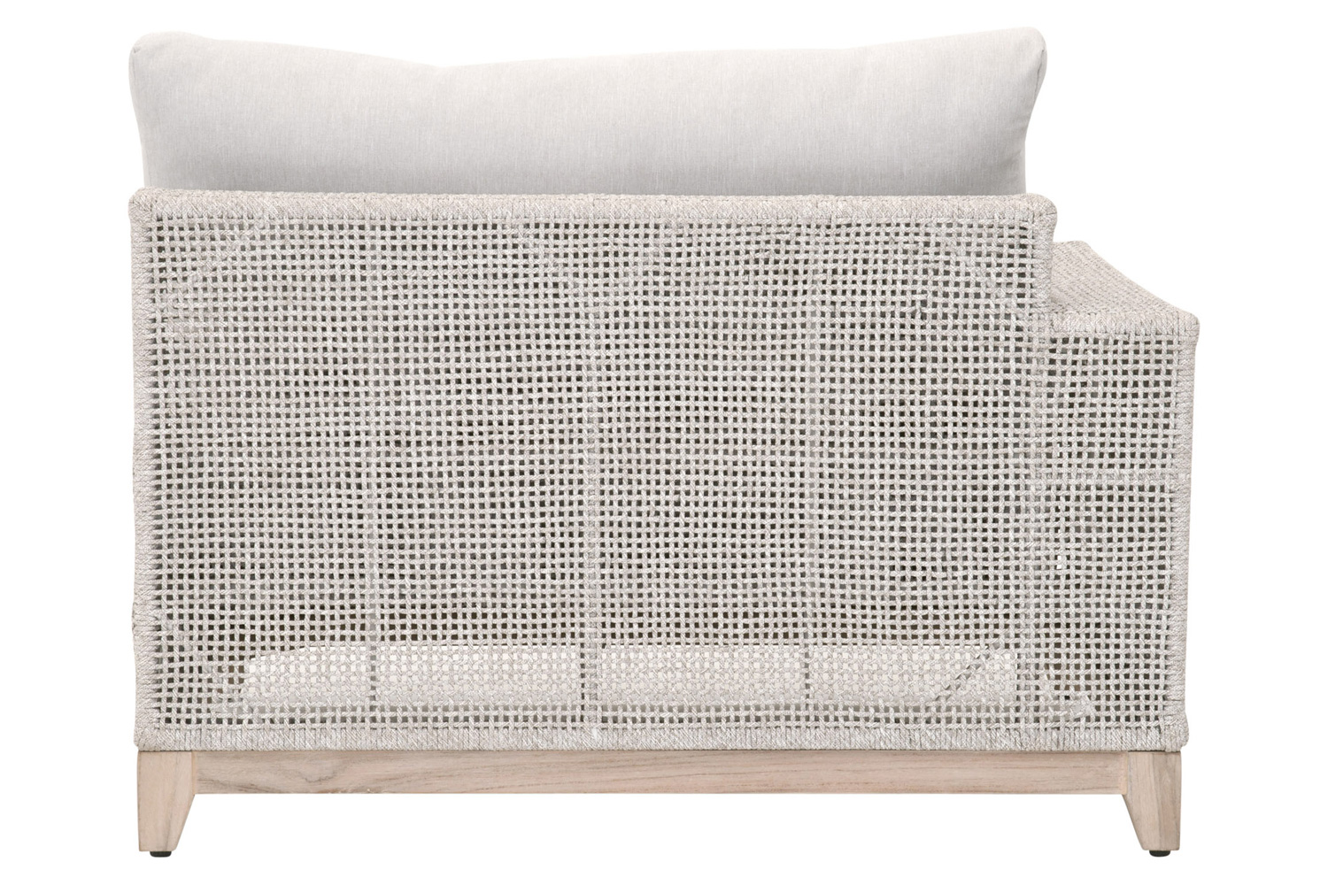 Essentials Woven Tropez Outdoor Modular Left Facing 1-Arm Sofa - Gray Teak/Taupe & White Flat, Performance Pumice