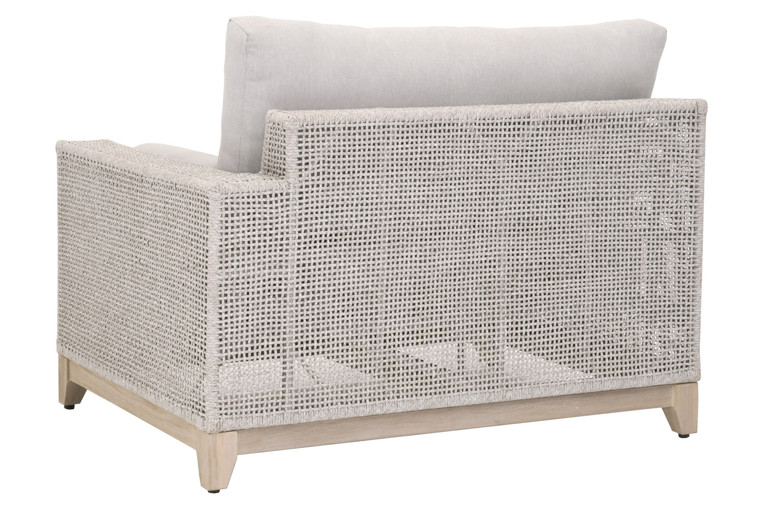 Essentials Woven Tropez Outdoor Modular Right Facing 1-Arm Sofa - Gray Teak/Taupe & White Flat, Performance Pumice