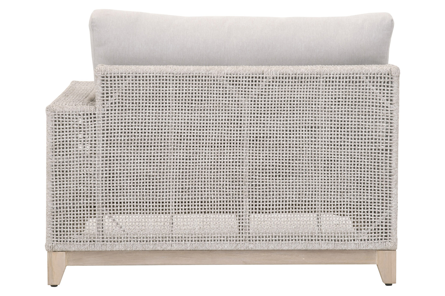 Essentials Woven Tropez Outdoor Modular Right Facing 1-Arm Sofa - Gray Teak/Taupe & White Flat, Performance Pumice