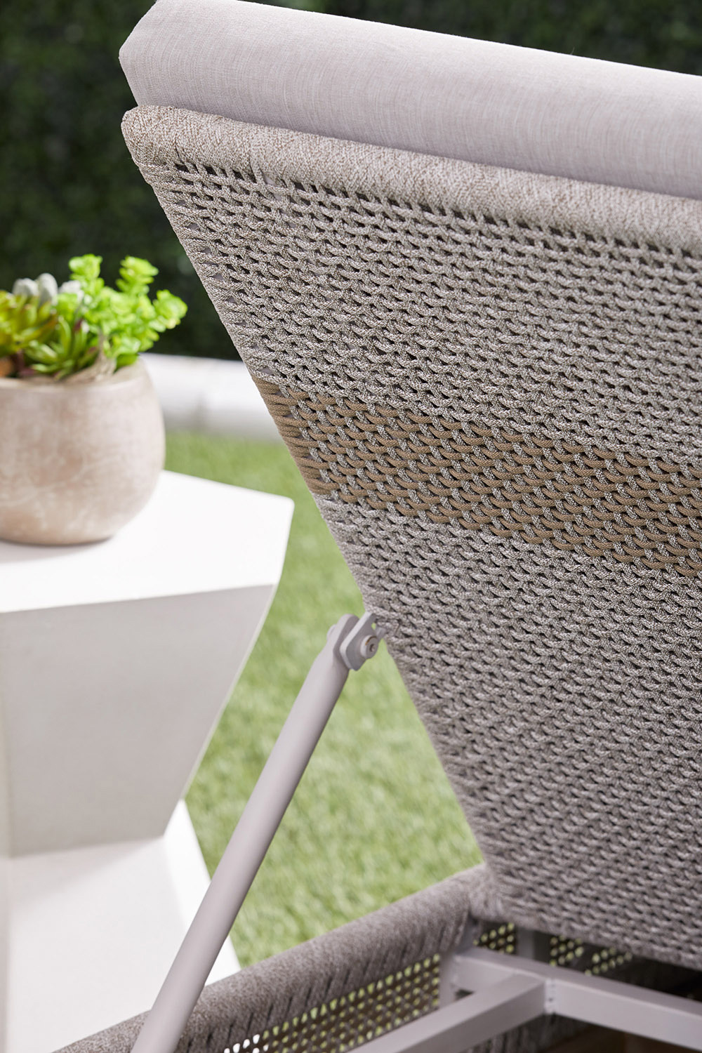 Essentials - Woven Tapestry Outdoor Chaise Lounge in Taupe